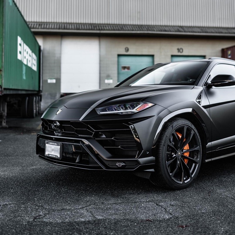 Lamborghini Urus colour change Matte Phantom Black diffuser wrapped in Gloss Black 5