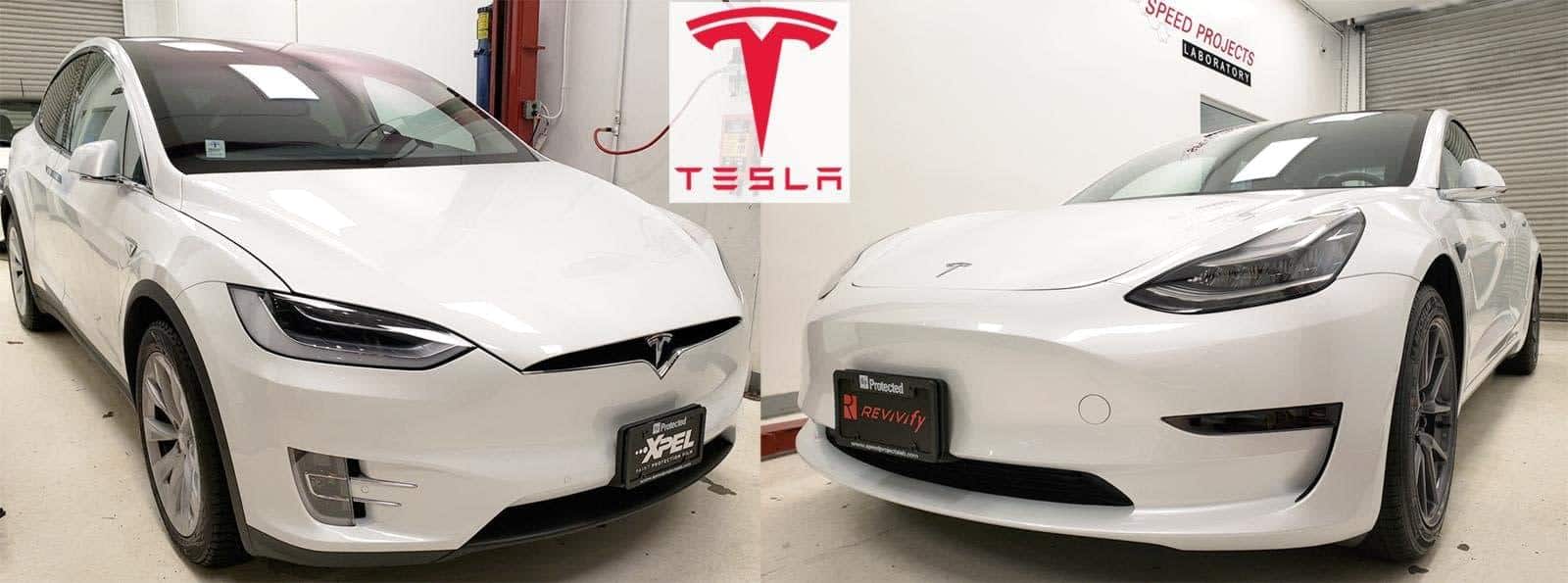Tesla Model X and Model 3 paint protection film and ceramic coating installed at Speed Projects Lab in Richmond