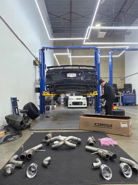 Corsa exhaust installation on Corvette C8 in Richmond BC
