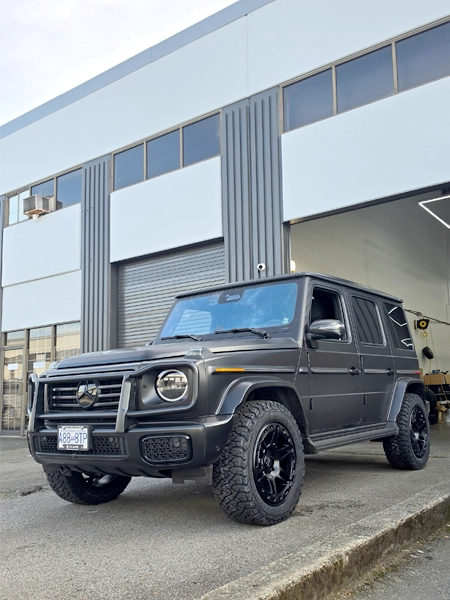 2026 Mercedes-Benz G550 with 20-inch Black Rhino Vanguard wheels and BFGoodrich KO3 all-terrain tires in Richmond BC